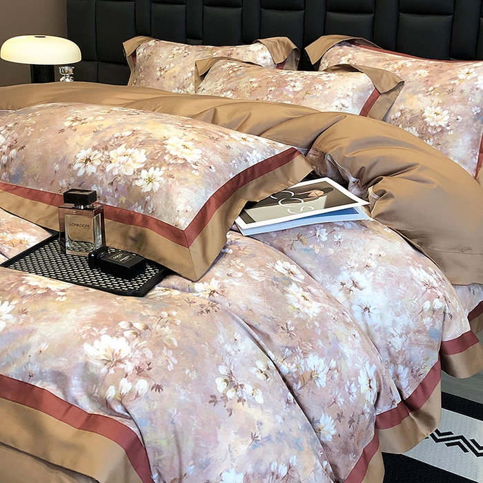 91家纺网 家纺一手货源 找家纺 东方名伶 2024新款50S全棉数码印花长绒棉四件套 繁华