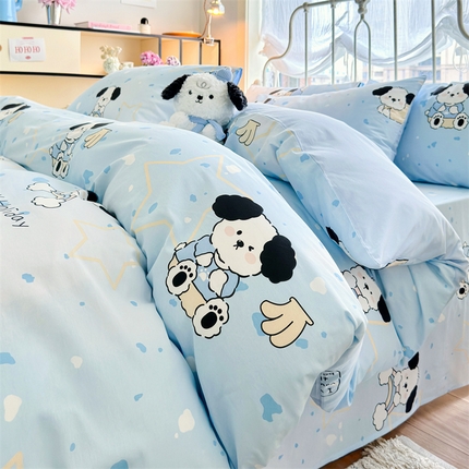 名兮 2024新款全棉亲肤印花四件套 斑点狗