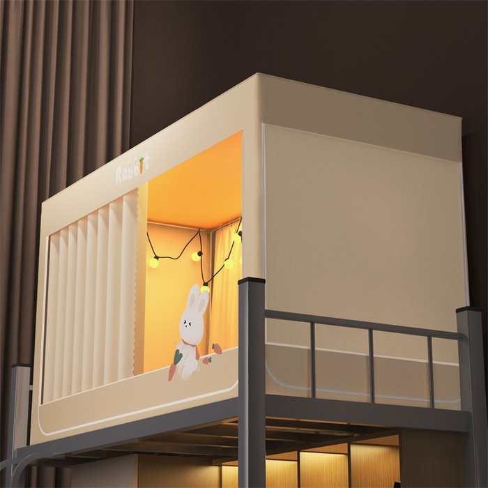 91家纺网 家纺一手货源 找家纺 佳梦家纺 2024新款烫画自连接学生遮光蚊帐 小白-米色