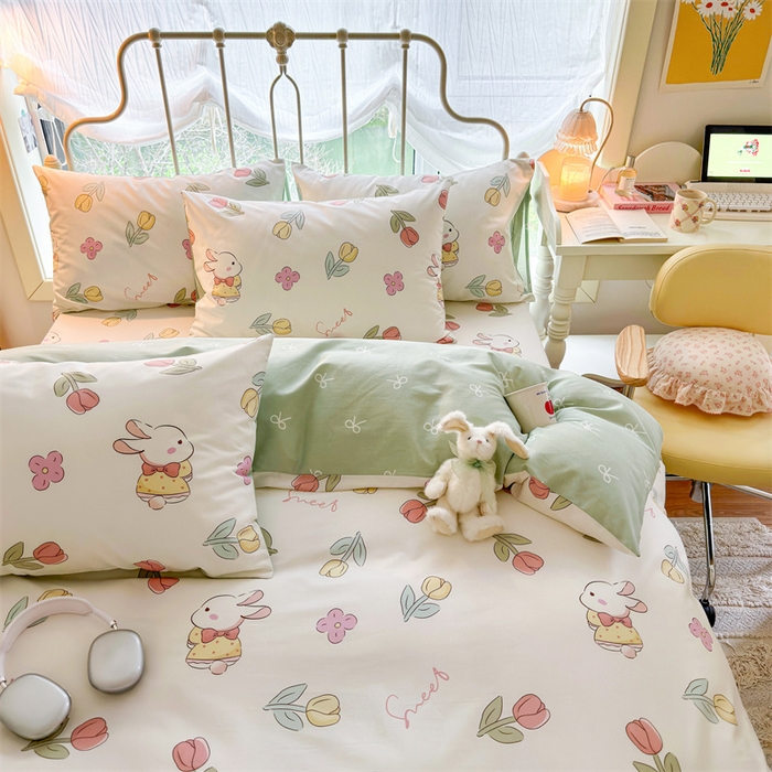 91家纺网 家纺一手货源 找家纺 名兮 2024新款全棉亲肤印花四件套 春意恋