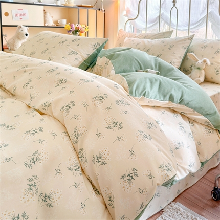 名兮 2024新款全棉亲肤印花四件套 妃子笑