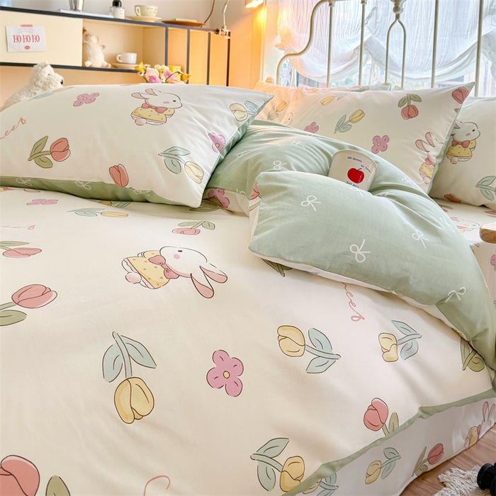 91家纺网 家纺一手货源 找家纺 名兮 2024新款全棉亲肤印花四件套 春意恋