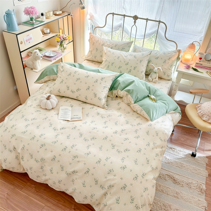 91家纺网 家纺一手货源 找家纺 名兮 2024新款全棉亲肤印花四件套 妃子笑