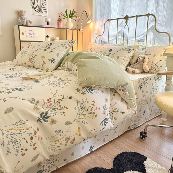 91家纺网 家纺一手货源 找家纺 名兮 2024新款全棉亲肤印花四件套 东篱