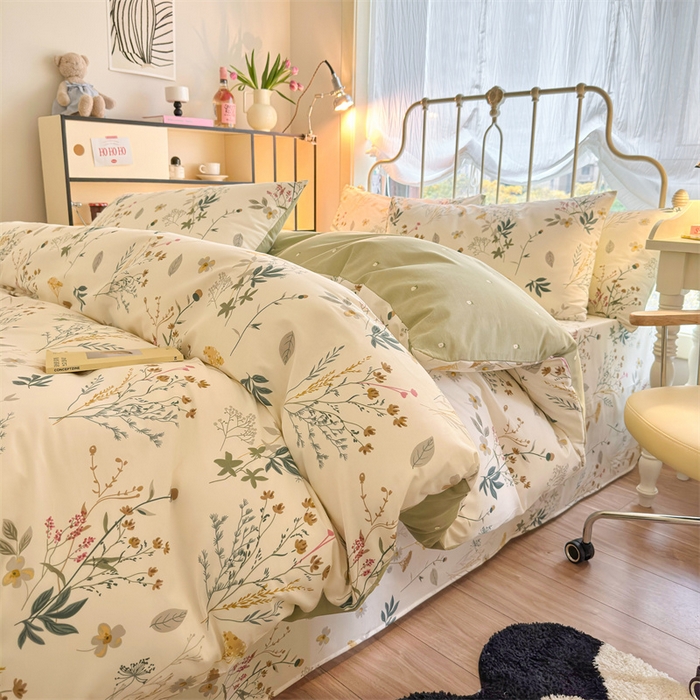 91家纺网 家纺一手货源 找家纺 名兮 2024新款全棉亲肤印花四件套 东篱