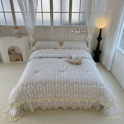 91家纺网 家纺一手货源 找家纺 （总）佰织鑫家居（会员-5元） 2024春秋新款韩系小熊全棉高温砂洗棉花床盖款春秋被四件套