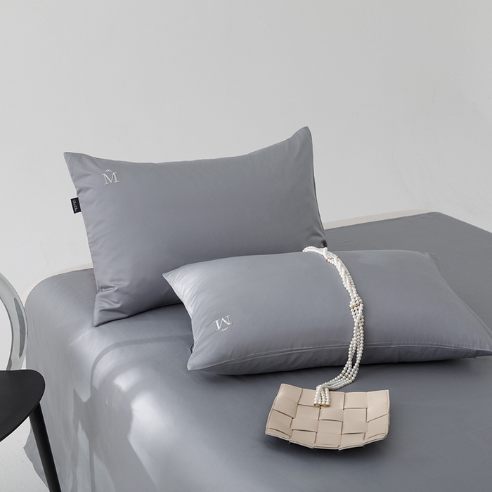 91家纺网 家纺一手货源 找家纺 2025新款长绒棉100支M系列四件套单品系列-单枕套 高级灰
