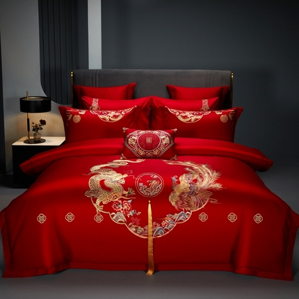 91家纺网 家纺一手货源 找家纺 （总）美娘阁 2025新款全棉新中式刺绣婚庆多件套