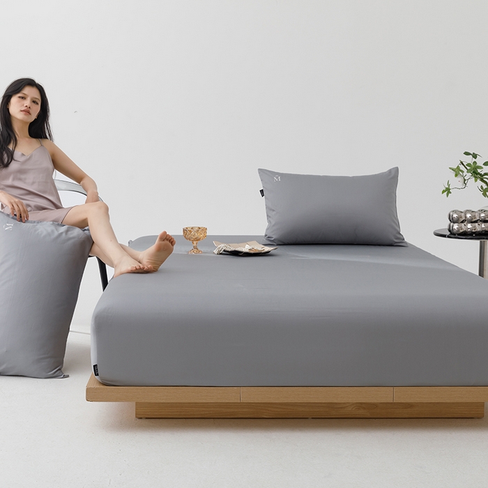 91家纺网 家纺一手货源 找家纺 2025新款长绒棉100支M系列四件套单品系列-单床笠 高级灰