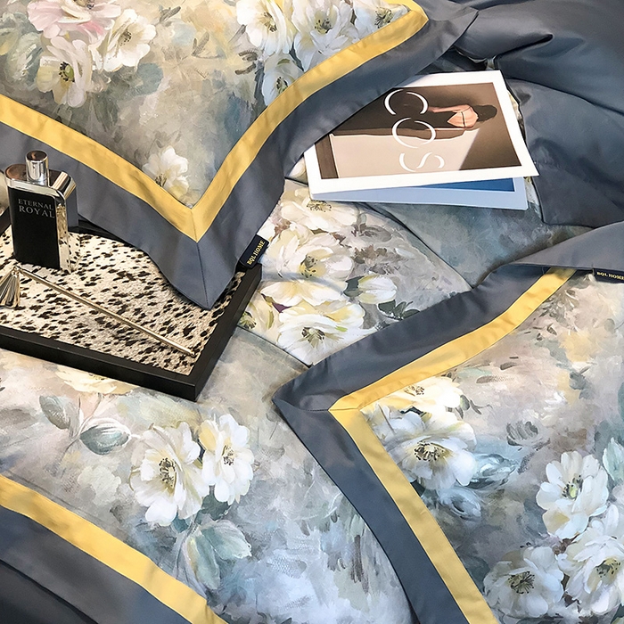 91家纺网 家纺一手货源 找家纺 东方名伶 2024新款50S全棉数码印花长绒棉四件套 花海