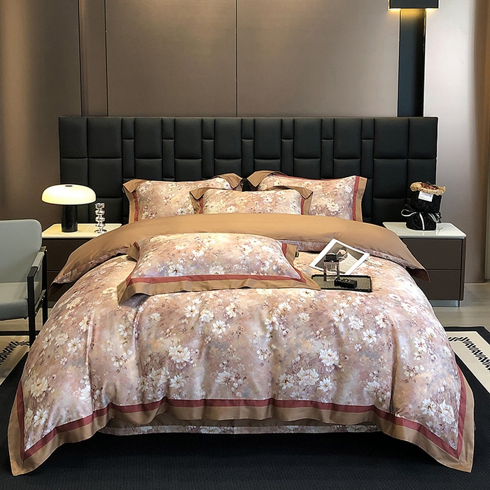 91家纺网 家纺一手货源 找家纺 东方名伶 2024新款50S全棉数码印花长绒棉四件套 繁华