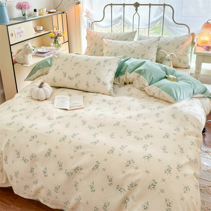 91家纺网 家纺一手货源 找家纺 名兮 2024新款全棉亲肤印花四件套 妃子笑