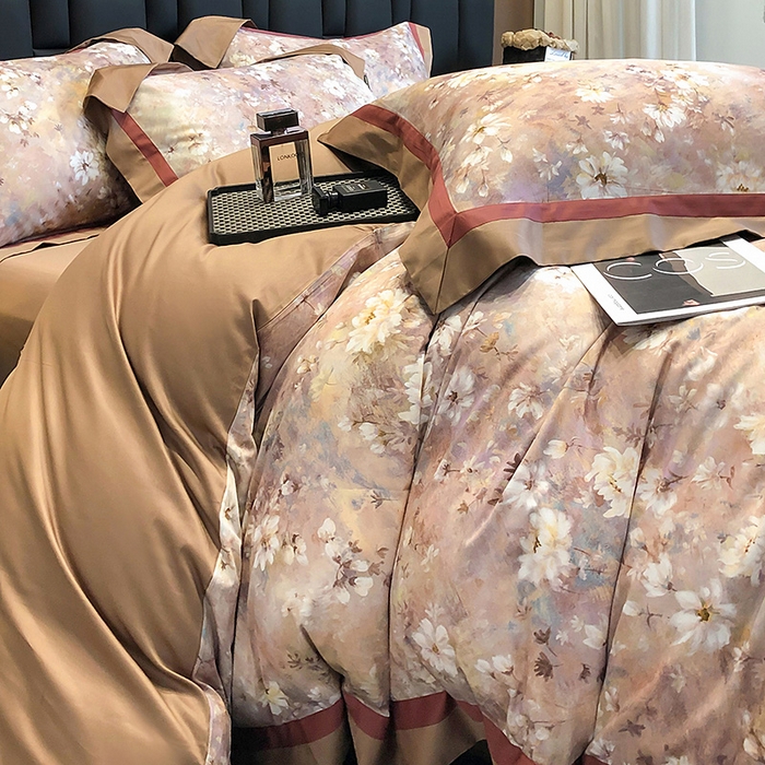 91家纺网 家纺一手货源 找家纺 东方名伶 2024新款50S全棉数码印花长绒棉四件套 繁华