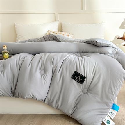 91家纺网 家纺一手货源 找家纺 招财星 2025新款原棉贴标大豆被 星辰灰+摩卡灰