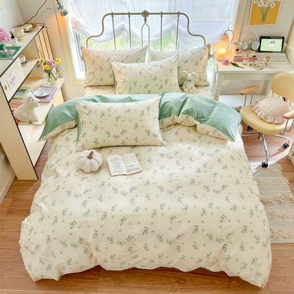 91家纺网 家纺一手货源 找家纺 名兮 2024新款全棉亲肤印花四件套 妃子笑