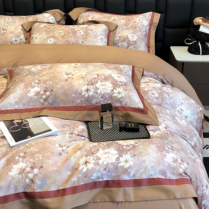 91家纺网 家纺一手货源 找家纺 东方名伶 2024新款50S全棉数码印花长绒棉四件套 繁华