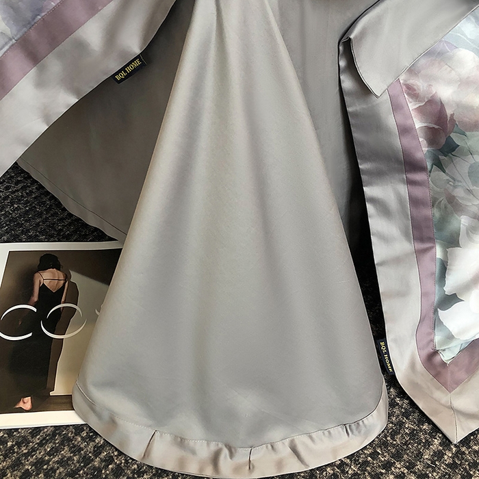 91家纺网 家纺一手货源 找家纺 东方名伶 2024新款50S全棉数码印花长绒棉四件套 玫瑰物语-紫