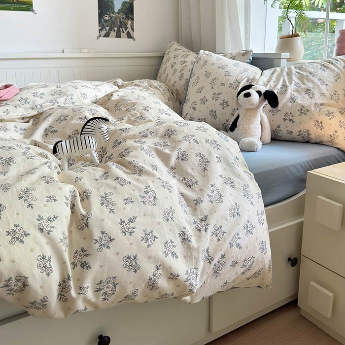 91家纺网 家纺一手货源 找家纺 沐芷 2024微皱超柔手感105g印花水洗棉四件套床上宿舍三件套床单被套 风与爱