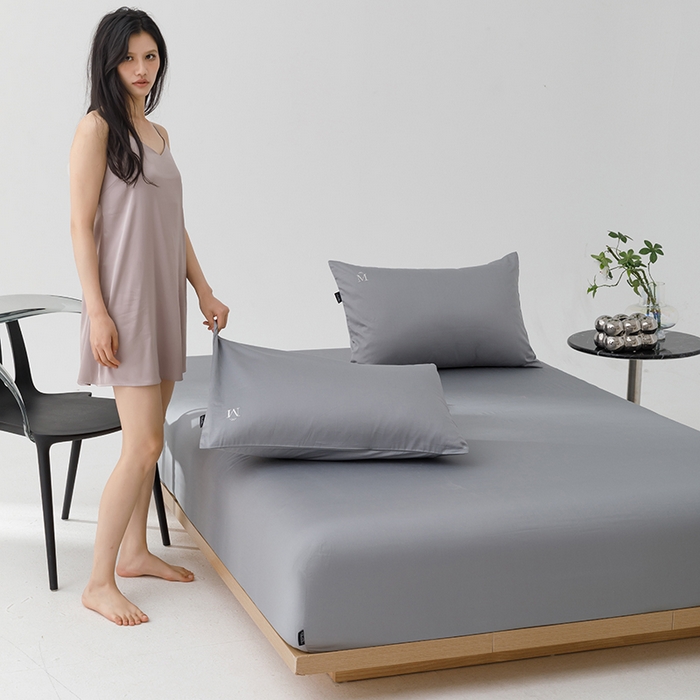 91家纺网 家纺一手货源 找家纺 2025新款长绒棉100支M系列四件套单品系列-单床笠 高级灰