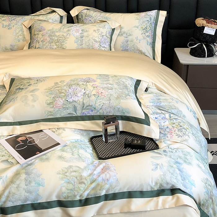 91家纺网 家纺一手货源 找家纺 东方名伶 2024新款50S全棉数码印花长绒棉四件套 暮云