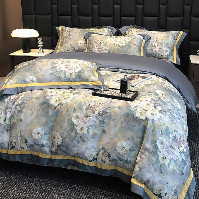 91家纺网 家纺一手货源 找家纺 东方名伶 2024新款50S全棉数码印花长绒棉四件套 花海