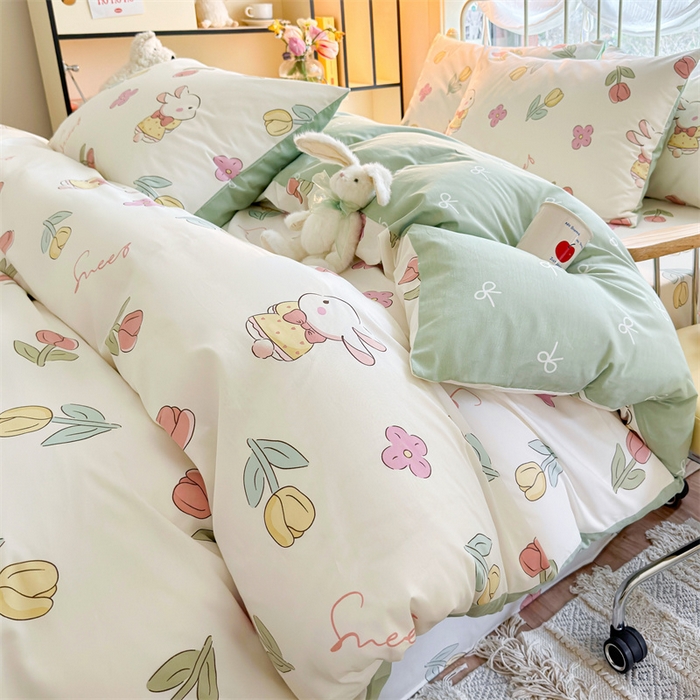 91家纺网 家纺一手货源 找家纺 名兮 2024新款全棉亲肤印花四件套 春意恋