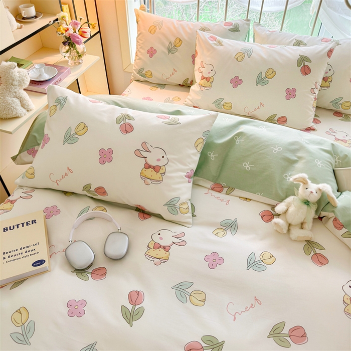 91家纺网 家纺一手货源 找家纺 名兮 2024新款全棉亲肤印花四件套 春意恋