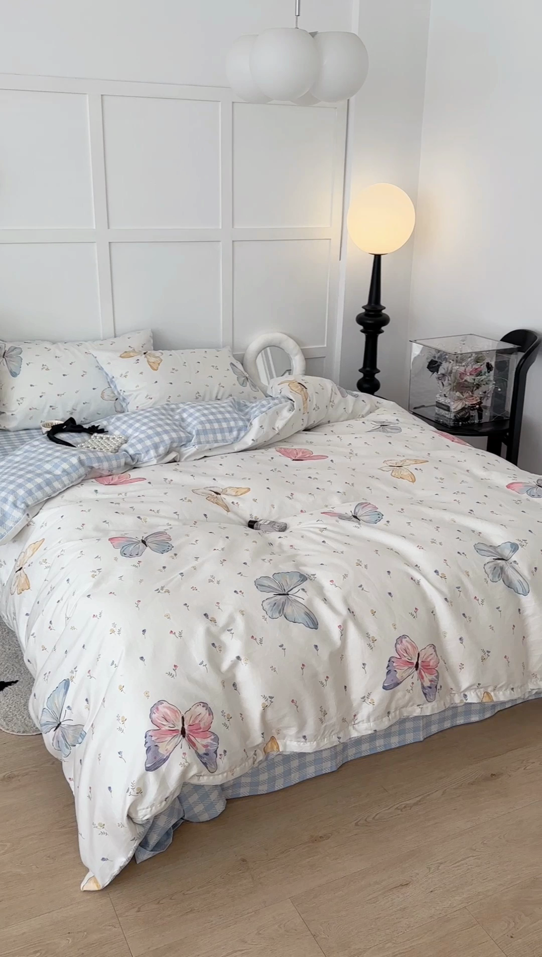 91家纺网 家纺一手货源 找家纺 昔可 2024新款全棉蝴蝶印花系列四件套 碎花琉璃蝴蝶