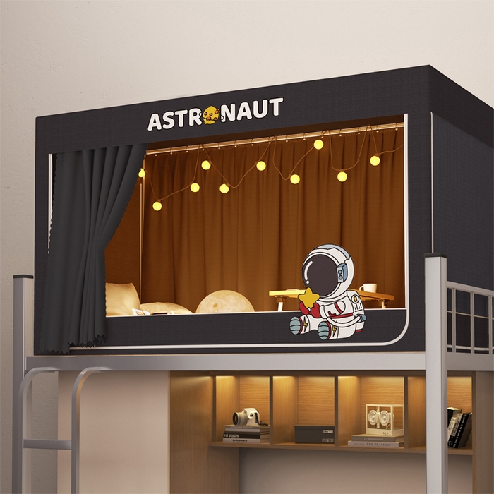 91家纺网 家纺一手货源 找家纺 佳梦家纺 2024新款烫画自连接学生遮光蚊帐 灰-宇航员