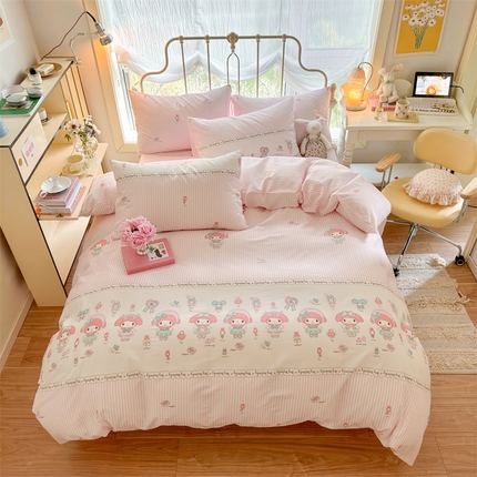 91家纺网 家纺一手货源 找家纺 名兮 2024新款全棉亲肤印花四件套 粉色甜心