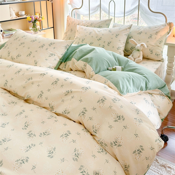 91家纺网 家纺一手货源 找家纺 名兮 2024新款全棉亲肤印花四件套 妃子笑