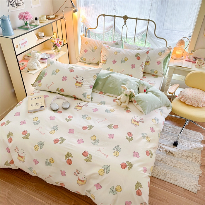 91家纺网 家纺一手货源 找家纺 名兮 2024新款全棉亲肤印花四件套 春意恋