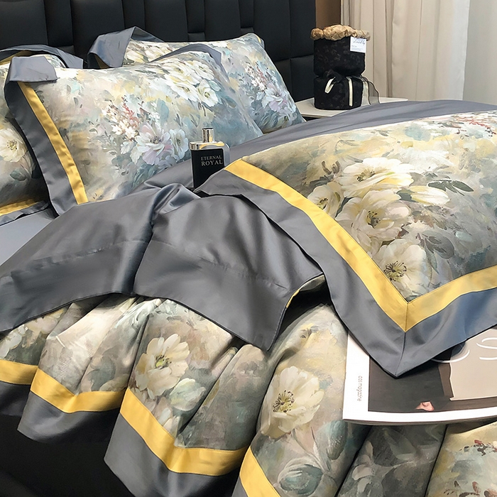 91家纺网 家纺一手货源 找家纺 东方名伶 2024新款50S全棉数码印花长绒棉四件套 花海