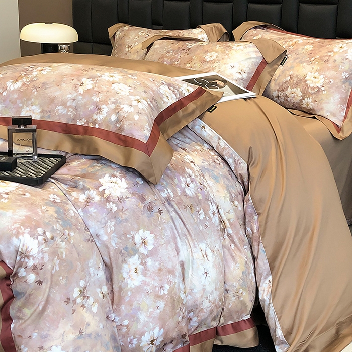 91家纺网 家纺一手货源 找家纺 东方名伶 2024新款50S全棉数码印花长绒棉四件套 繁华