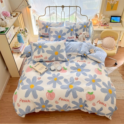 91家纺网 家纺一手货源 找家纺 名兮 2024新款全棉亲肤印花四件套 小确幸