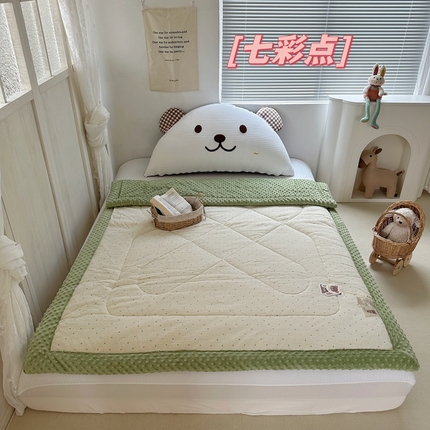 91家纺网 家纺一手货源 找家纺 佰织鑫家居（会员-5元） 2024秋冬新品双层绉皱纱儿童豆豆被 七彩点