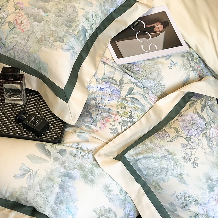 91家纺网 家纺一手货源 找家纺 东方名伶 2024新款50S全棉数码印花长绒棉四件套 暮云