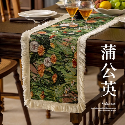 91家纺网 家纺一手货源 找家纺 （总）南通大梧纺织 2024新款艺术派波西米亚风餐垫桌旗-蒲公英