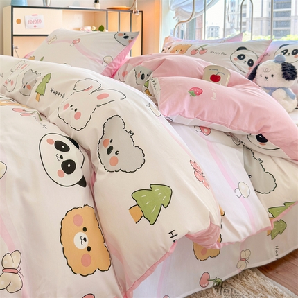 名兮 2024新款全棉亲肤印花四件套 欢乐多多