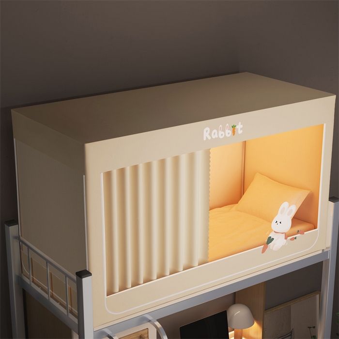 91家纺网 家纺一手货源 找家纺 佳梦家纺 2024新款烫画自连接学生遮光蚊帐 小白-米色