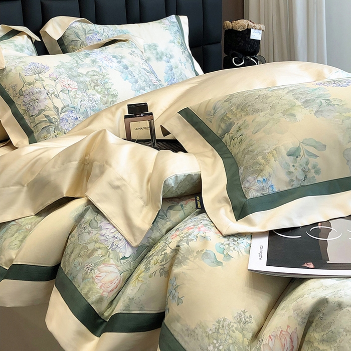 91家纺网 家纺一手货源 找家纺 东方名伶 2024新款50S全棉数码印花长绒棉四件套 暮云