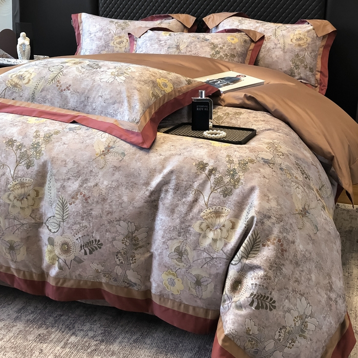 91家纺网 家纺一手货源 找家纺 东方名伶 2024新款50S全棉数码印花长绒棉四件套 锦绣