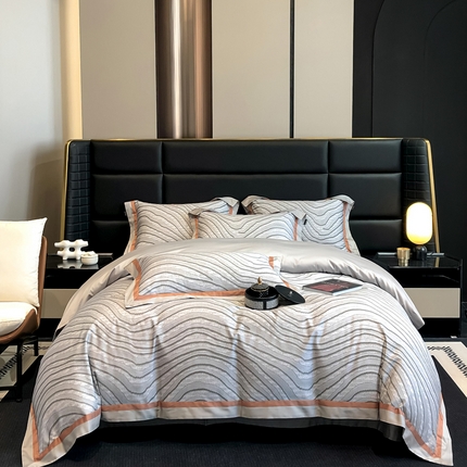 东方名伶 2024新款50S全棉数码印花长绒棉四件套 邂逅-灰