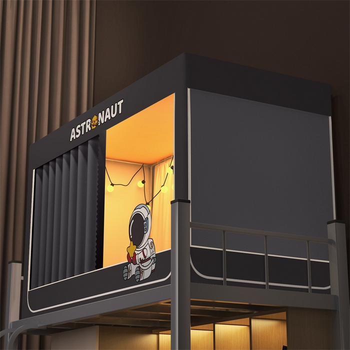 91家纺网 家纺一手货源 找家纺 佳梦家纺 2024新款烫画自连接学生遮光蚊帐 灰-宇航员