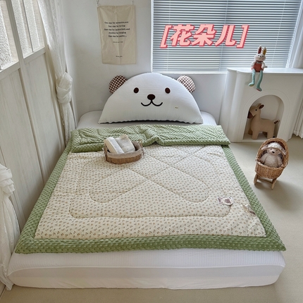 91家纺网 家纺一手货源 找家纺 佰织鑫家居（会员-5元） 2024秋冬新品双层绉皱纱儿童豆豆被 花朵儿