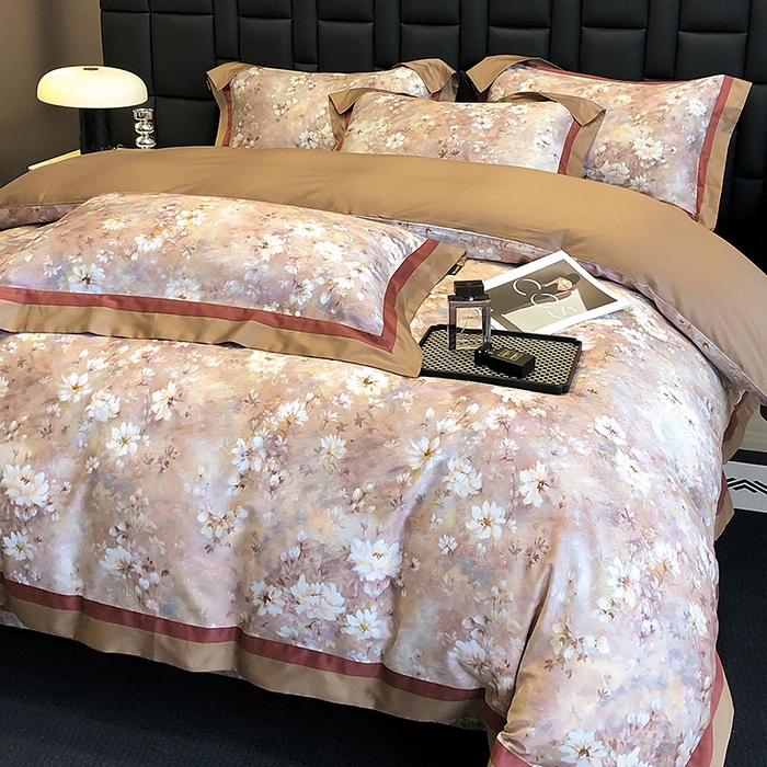 91家纺网 家纺一手货源 找家纺 东方名伶 2024新款50S全棉数码印花长绒棉四件套 繁华