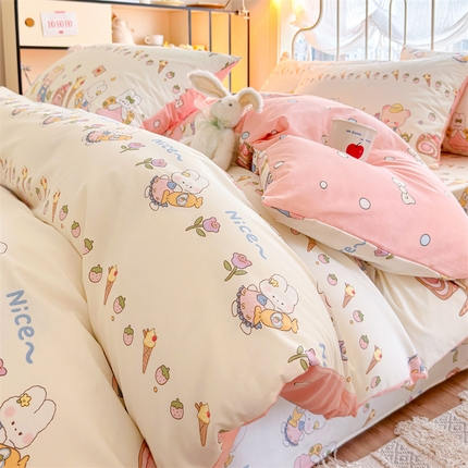 名兮 2024新款全棉亲肤印花四件套 青梅竹马