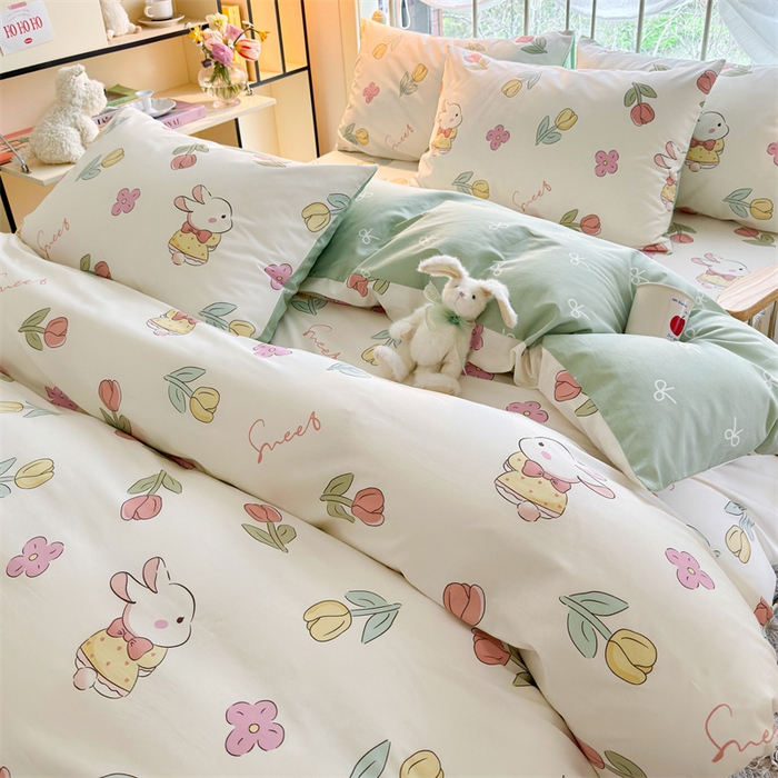 91家纺网 家纺一手货源 找家纺 名兮 2024新款全棉亲肤印花四件套 春意恋