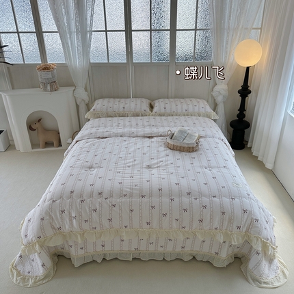 91家纺网 家纺一手货源 找家纺 （总）佰织鑫家居（会员-5元） 2024春秋新款韩系小熊全棉高温砂洗棉花床盖款春秋被四件套