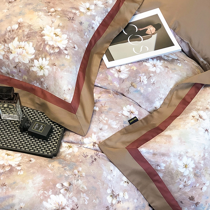 91家纺网 家纺一手货源 找家纺 东方名伶 2024新款50S全棉数码印花长绒棉四件套 繁华